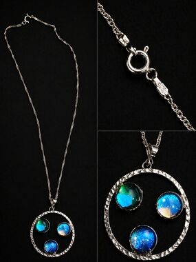 925 Sterling Silver Genuine Blue Morpho butterfly Wing Necklace From Costa Rica